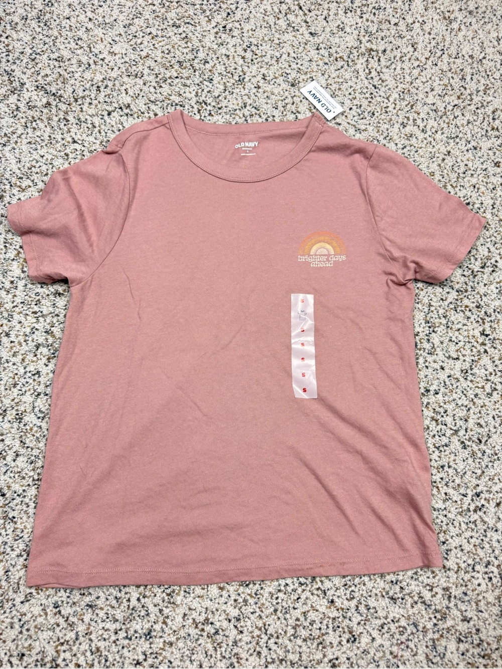 Old Navy Top Womens Small Rainbow Pink Yellow Y2K Casual Tee Soft Washed NWT